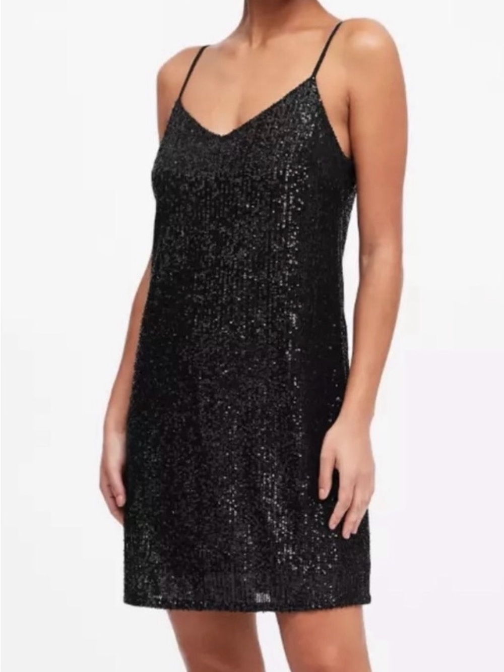 Banana Republic Black Sequin Dress with Adjustable Straps NWT